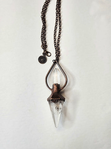 Clear Quartz and Starbrary Quartz Pendulum Necklace