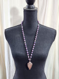 Rose Quartz with Lepidolite and Clear Quartz Meditation Amulet