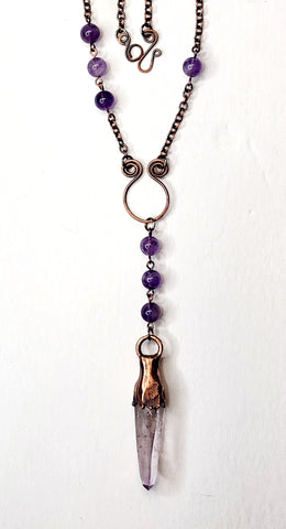 Vera Cruz Amethyst Laser Wand with Amethyst Beads