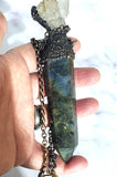 Labradorite and Elestial Quartz Wand