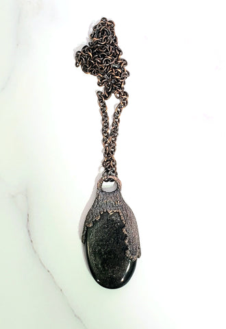 Silver Sheen Obsidian Protection Amulet