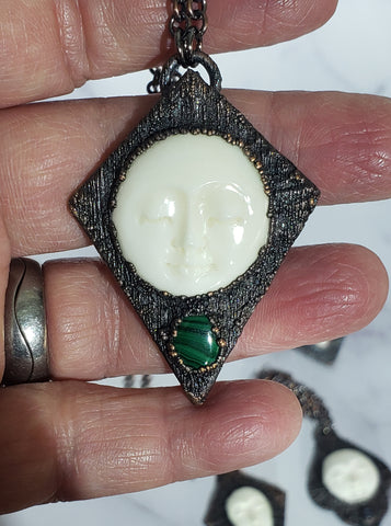 Malachite Moon Goddess Amulet