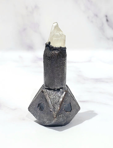 Magickal Potion Bottle with Clear Quartz Cluster